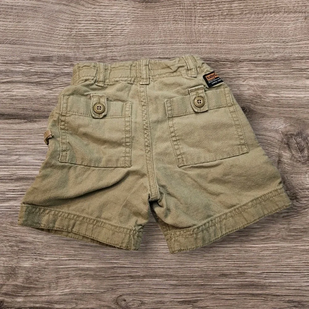 Vintage Baby Gap Linen Cotton Cargo Shorts‎ Tan Khaki 12-18 Months Y2K 2003